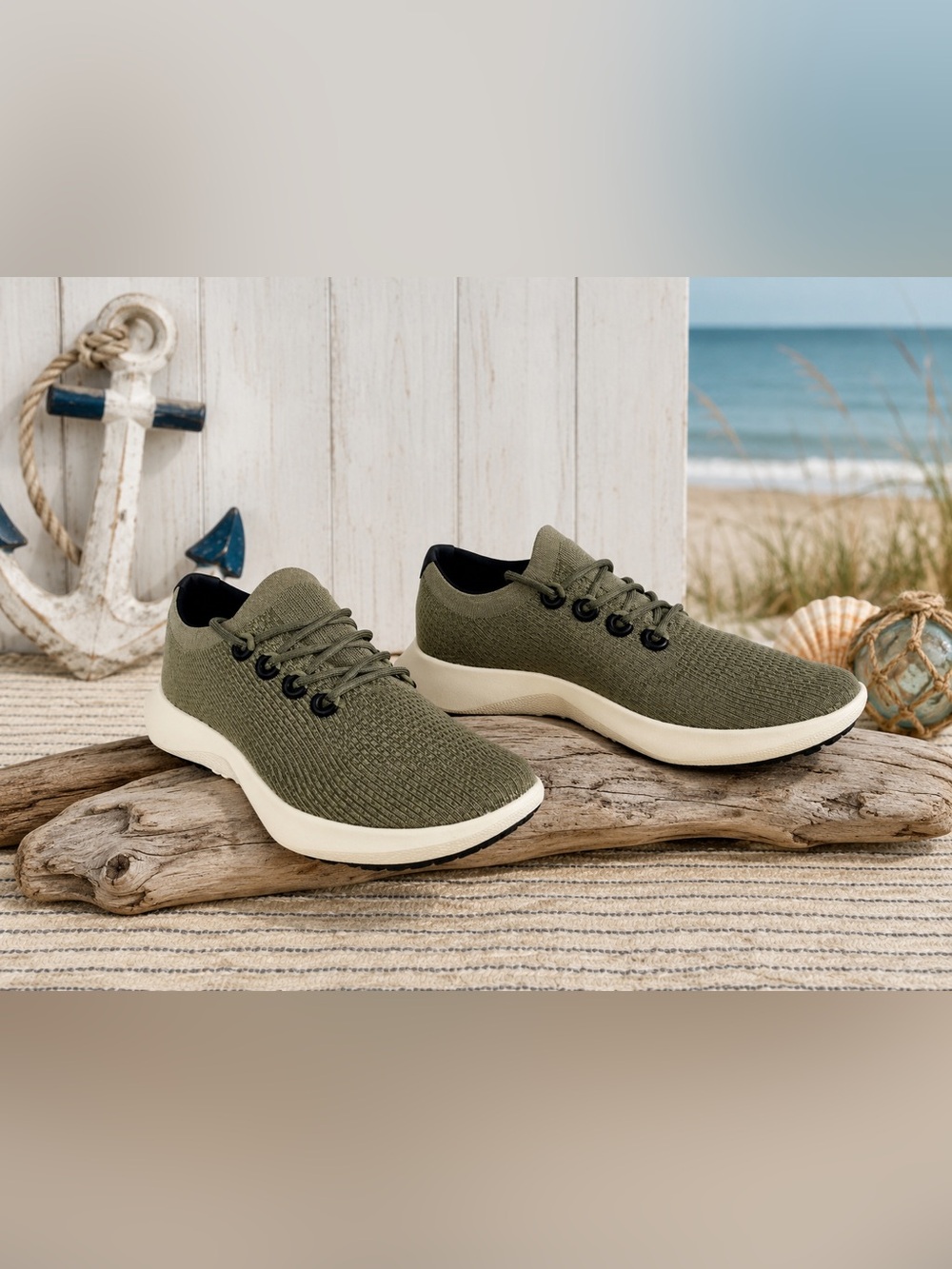 Allbirds Tree Dasher 2 Mens Running Shoe Rugged Green Natural White 13.5 NIB
